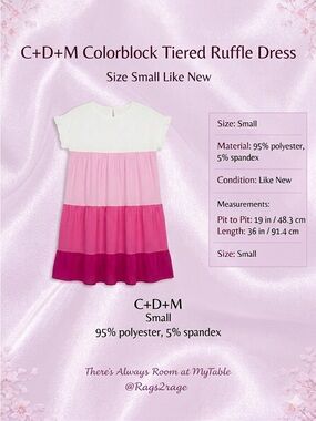 C+D+M Colorblock Tiered Midi Dress Pink White Barbiecore Small